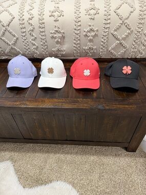 All 4 Women's Clover Embroidered Baseball Cap - Lavender, White, Red, Black